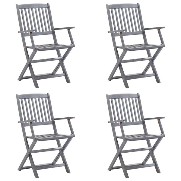 vidaXL Skládací zahradní židle s poduškami 4 ks masivní akáciové dřevo