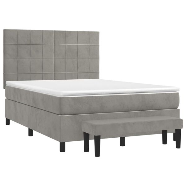 vidaXL Box spring postel s matrac&iacute; světle &scaron;ed&aacute; 140x190 cm samet