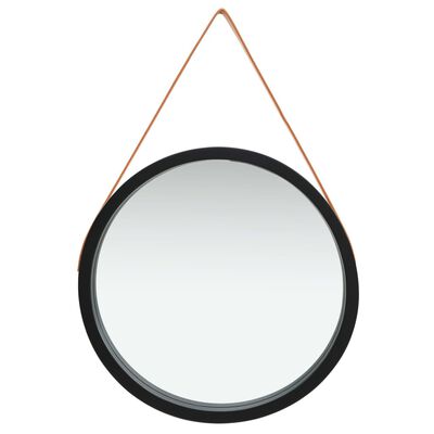 vidaXL Nástěnné zrcadlo s popruhem 60 cm černé