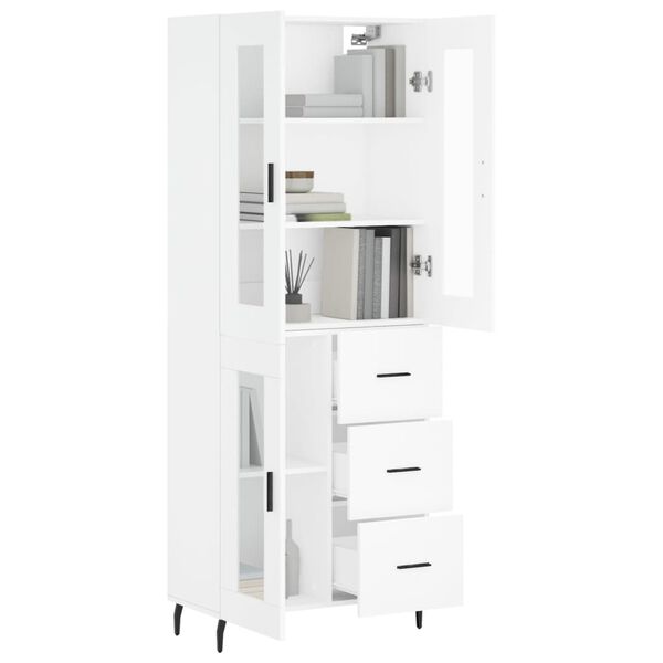 vidaXL Skř&iacute;ň highboard b&iacute;l&aacute; 69,5 x 34 x 180 cm kompozitn&iacute; dřevo