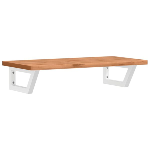 vidaXL Deska pod umyvadlo n&aacute;stěnn&aacute; ocel a masivn&iacute; bukov&eacute; dřevo