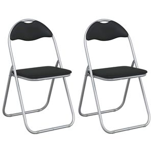 vidaXL Skl&aacute;dac&iacute; židle 2 pcs Čern&aacute; a &scaron;ed&aacute; 48 x 43,5 x 81 cm Uměl&aacute; kůže