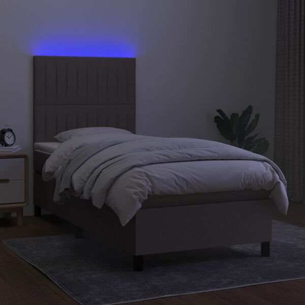 vidaXL Box spring postel s matrac&iacute; a LED taupe 100x200 cm textil