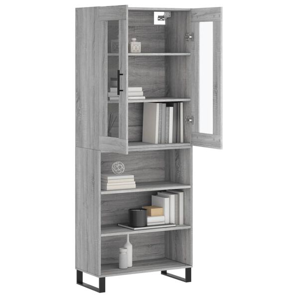 vidaXL Skř&iacute;ň highboard &scaron;ed&aacute; sonoma 69,5 x 34 x 180 cm kompozitn&iacute; dřevo