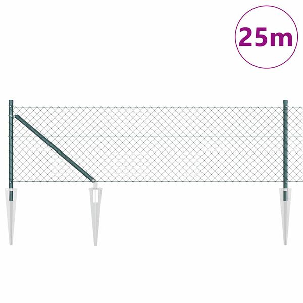 vidaXL Plotov&yacute; sloupek. Zelen&aacute; 25 x 0,4 m (s&iacute;ť 60 x 60 mm) Ocel a PVC