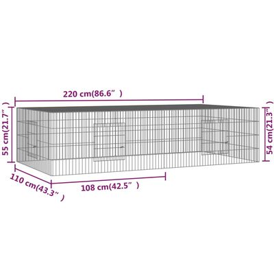 vidaXL 2dílná klec pro králíka 220 x 110 x 55 cm pozinkované železo