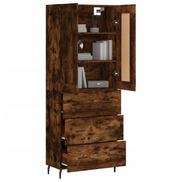 vidaXL Skř&iacute;ň highboard kouřov&yacute; dub 69,5 x 34 x 180 cm kompozitn&iacute; dřevo