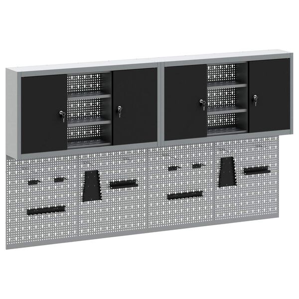 vidaXL Sada pracovn&iacute;ch skř&iacute;n&iacute; 6 pcs Čern&aacute; Pr&aacute;&scaron;kově lakovan&aacute; ocel