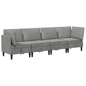 vidaXL Sada n&aacute;bytku do ob&yacute;vac&iacute;ho pokoje 4 pcs Světle &scaron;ed&aacute; Samet