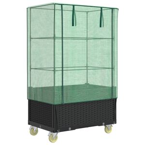 vidaXL Vyv&yacute;&scaron;en&yacute; z&aacute;hon s kolečky a sklen&iacute;k ratanov&yacute; vzhled 80x50x182 cm