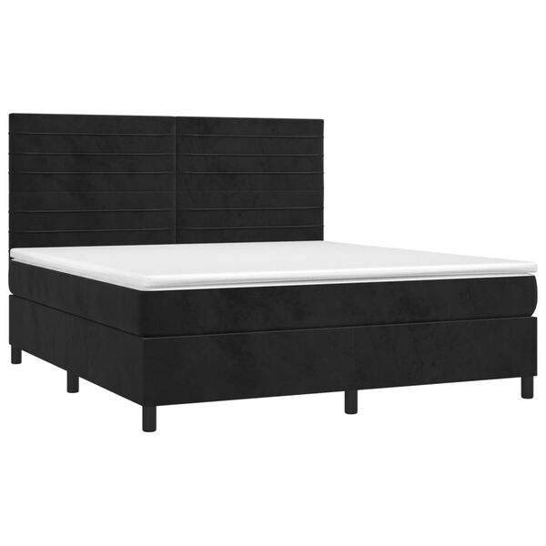 vidaXL Box spring postel s matrac&iacute; a LED čern&aacute; 180x200 cm samet