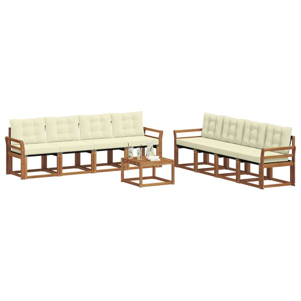 vidaXL Venkovn&iacute; pohovkov&aacute; souprava 9 pcs Přirozen&aacute; a Kr&eacute;mov&aacute;