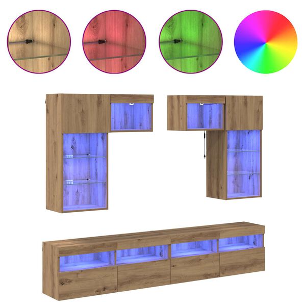 vidaXL N&aacute;bytkov&eacute; stěny pro TV 6 pcs Star&eacute; dřevo kompozitn&iacute; dřevo