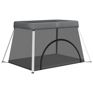 vidaXL Dětsk&aacute; ohr&aacute;dka s matrac&iacute; tmavě &scaron;ed&aacute; lněn&aacute; tkanina