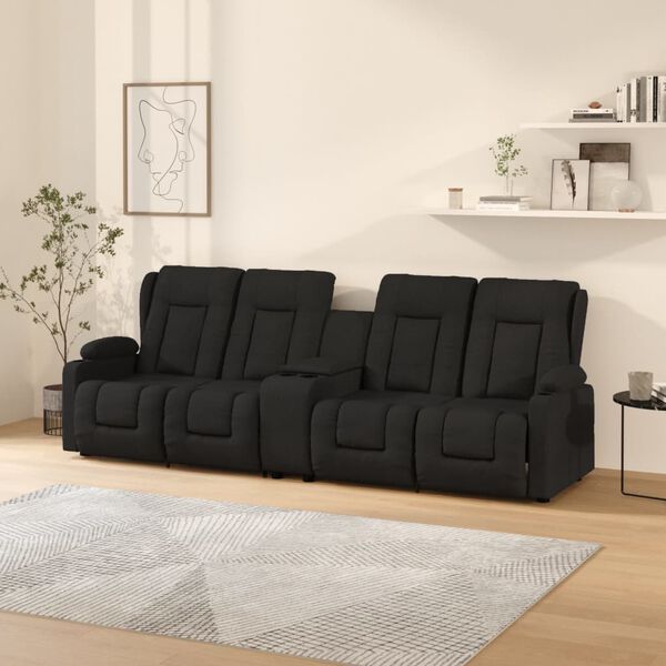 vidaXL 4m&iacute;stn&eacute; mas&aacute;žn&iacute; polohovac&iacute; křeslo s drž&aacute;ky n&aacute;pojů čern&eacute; textil