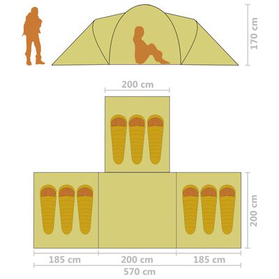 vidaXL Kempingový stan pro 9 osob textil šedo-oranžový