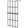 vidaXL Z&aacute;stěna do průchoz&iacute; sprchy s polic&iacute; čern&aacute; 90x195 cm ESG/hlin&iacute;k