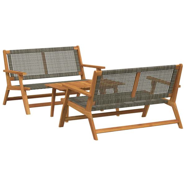 vidaXL Zahradní židle se stolem 3 pcs Šedá 90 x 45 x 40 cm