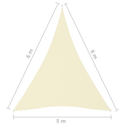 vidaXL Stínící plachta oxfordská látka trojúhelníková 5x6x6 m krémová