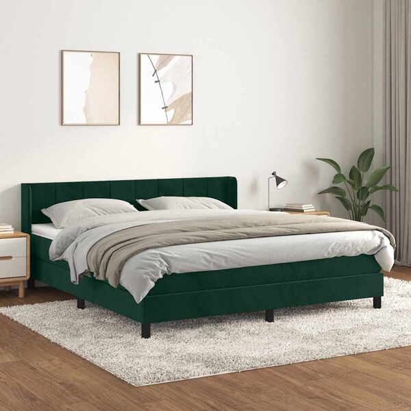 vidaXL Box spring postel s matrac&iacute; tmavě zelen&aacute; 160x200 cm samet