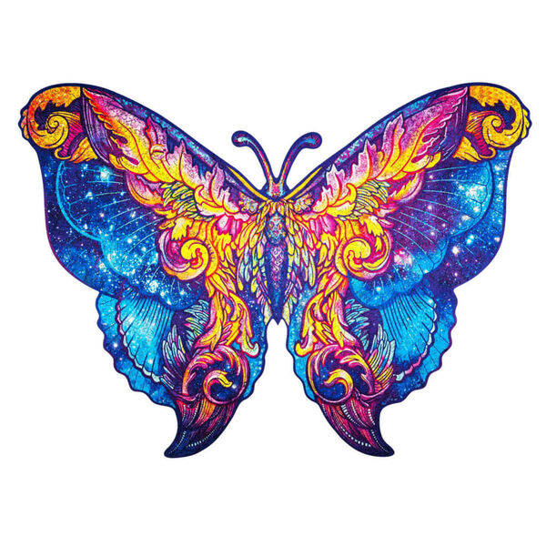 UNIDRAGON 700d&iacute;ln&eacute; dřevěn&eacute; puzzle Intergalaxy Butterfly 60 x 44 cm