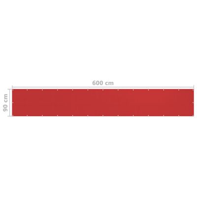 vidaXL Balkonová zástěna červená 90 x 600 cm HDPE