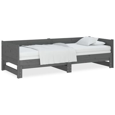 vidaXL Výsuvná postel šedá masivní borovice 2x (90 x 190) cm