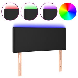 vidaXL Čelo postele s LED čern&eacute; 100x5x78/88 cm uměl&aacute; kůže