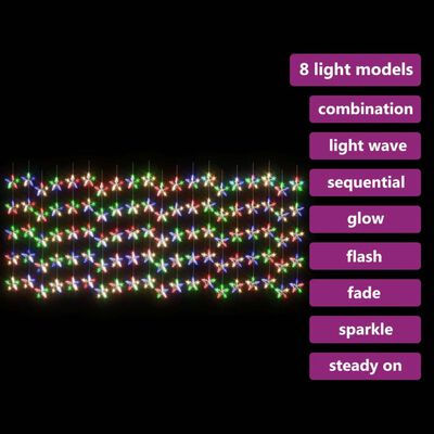 vidaXL Světelný závěs hvězdičky 500 LED pestrobarevné světlo 8 funkcí