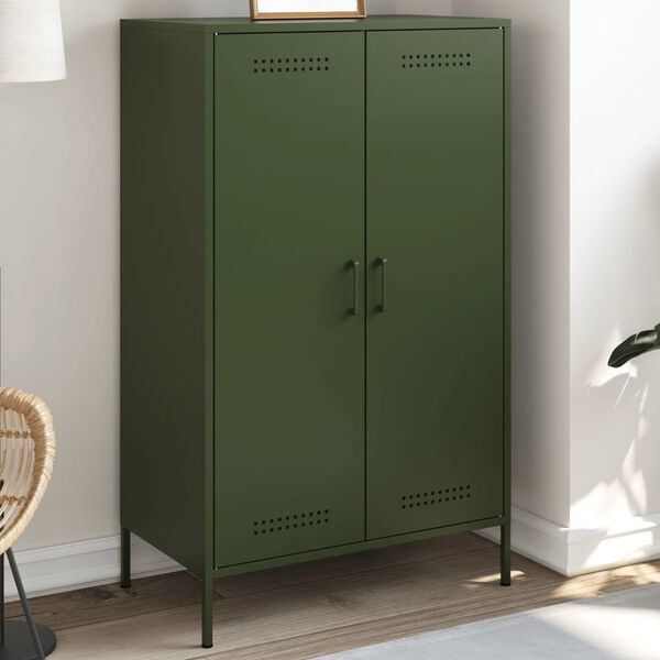 vidaXL Skříň highboard olivově zelená 68 x 39 x 113 cm ocel