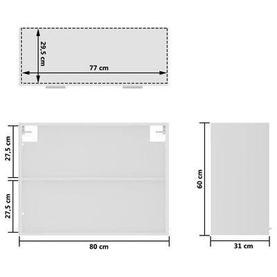 vidaXL Horní skříňka prosklená bílá 80 x 31 x 60 cm dřevotříska
