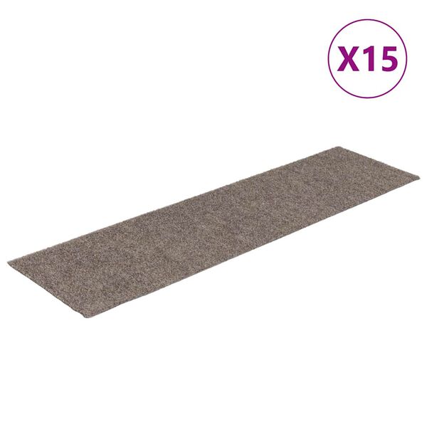 vidaXL Schodové rohože samolepicí 15 ks 76 x 20 cm béžové obdélníkové