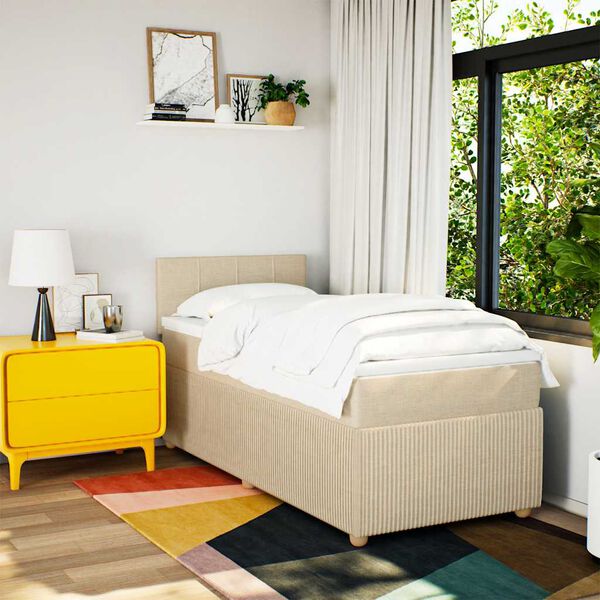 vidaXL Box spring postel s matrac&iacute; kr&eacute;mov&aacute; 80 x 200 cm textil