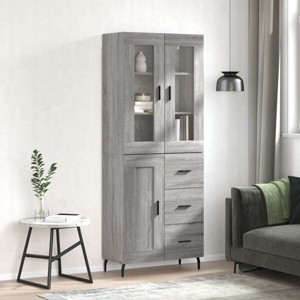 vidaXL Skř&iacute;ň highboard &scaron;ed&aacute; sonoma 69,5 x 34 x 180 cm kompozitn&iacute; dřevo