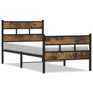vidaXL Kovov&yacute; r&aacute;m postele bez matrace kouřov&yacute; dub 75 x 190 cm