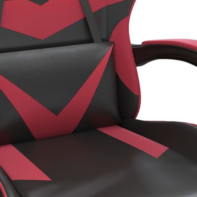 vidaXL Otočná herní židle s podnožkou černá a vínová umělá kůže