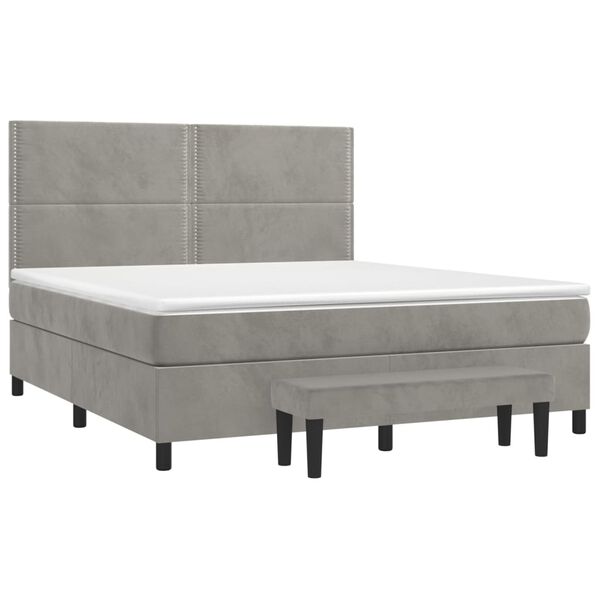 vidaXL Box spring postel s matrac&iacute; světle &scaron;ed&aacute; 160x200 cm samet
