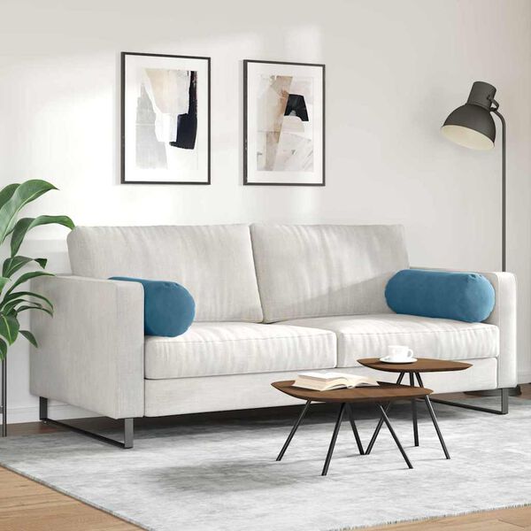 vidaXL Polštáře 2 pcs Modrá Ø 25 x 70 cm Žebrovaná látka