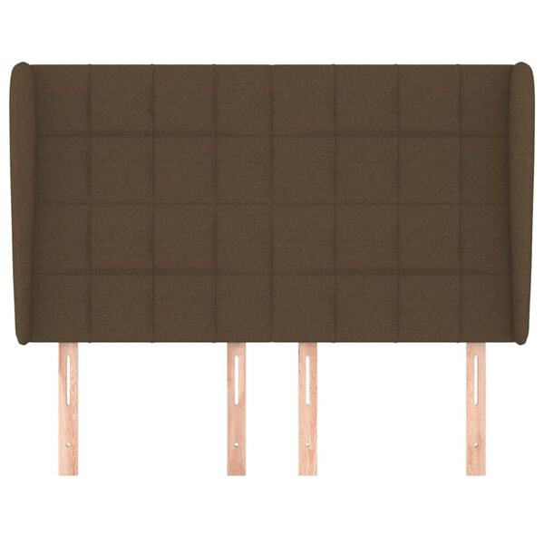 vidaXL Čelo postele typu u&scaron;&aacute;k tmavě hněd&eacute; 147x23x118/128 cm textil