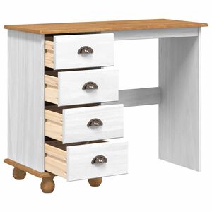vidaXL Stůl na psan&iacute; ASKIM B&iacute;l&aacute; 95 x 40 x 75 cm Masivn&iacute; borov&eacute; dřevo