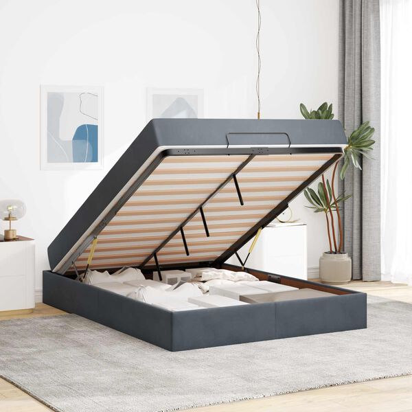 vidaXL R&aacute;m postele s matrac&iacute; s matrac&iacute; 2 pcs Tmavě &Scaron;ed&aacute; samet