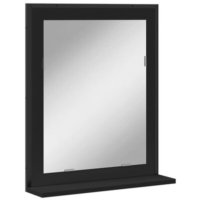 vidaXL Koupelnové zrcadlo s poličkou černé 50 x 12 x 60 cm kompozit
