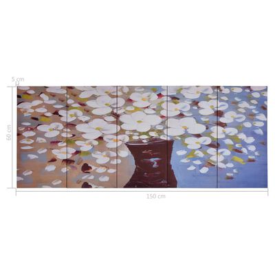 vidaXL Sada nástěnných obrazů na plátně Květiny ve váze 150 x 60 cm