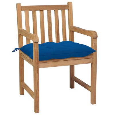 vidaXL Zahradní židle 8 ks modré podušky masivní teak