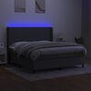 vidaXL Box spring postel s matrac&iacute; a LED tmavě &scaron;ed&aacute; 180x200 cm textil