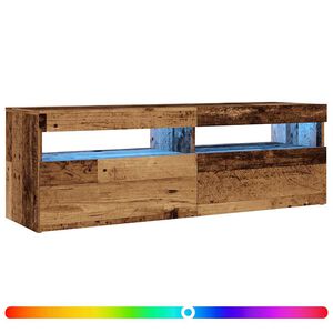vidaXL TV stolek s LED old wood 120 x 35 x 40 cm kompozitn&iacute; dřevo