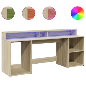 vidaXL Psac&iacute; stůl s LED dub sonoma 200 x 55 x 91 cm kompozitn&iacute; dřevo
