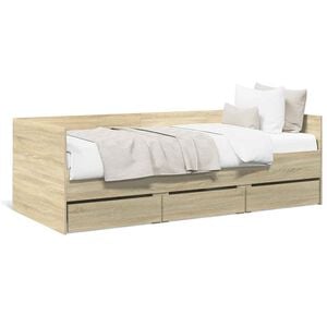 vidaXL V&aacute;lenda se z&aacute;suvkami bez matrace dub sonoma 100 x 200 cm