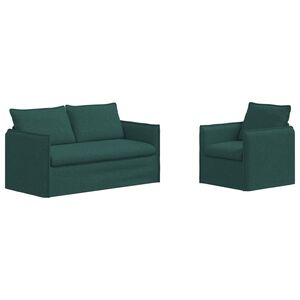 vidaXL Set pohovek 2 ks Tmavě zelen&aacute; Textil