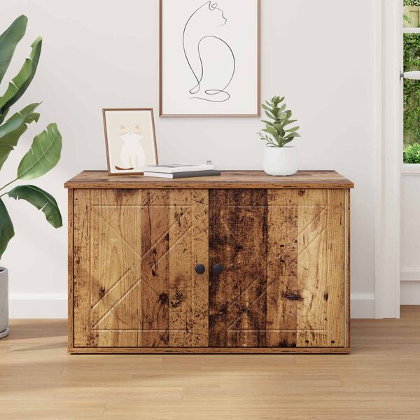 vidaXL Kočič&iacute; dům Star&eacute; dřevo 85 x 55 x 50 cm kompozitn&iacute; dřevo